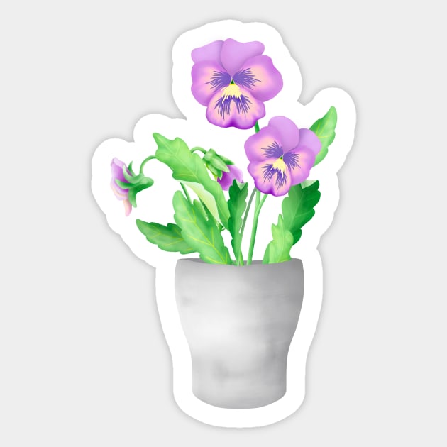 Violet pansies Sticker by Amalus-files